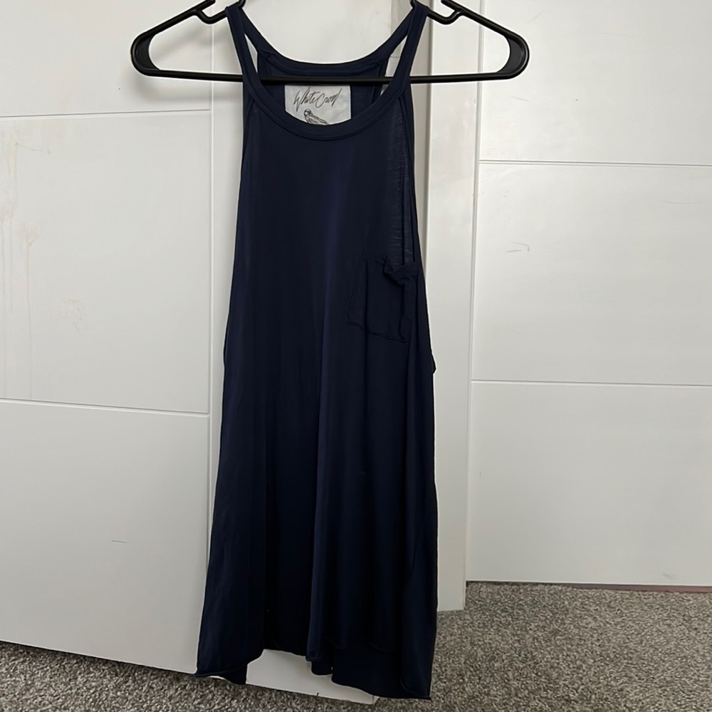Navy white crow tank